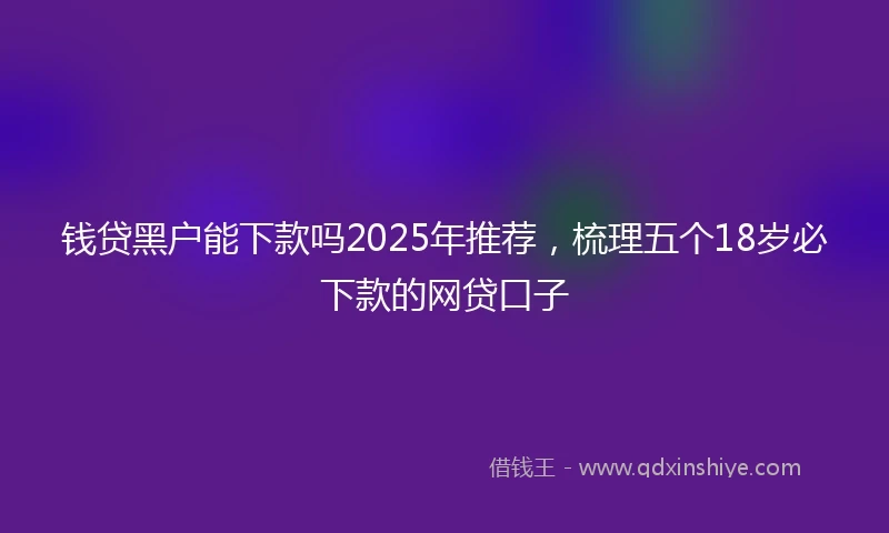 钱贷黑户能下款吗2025年推荐，梳理五个18岁必下款的网贷口子