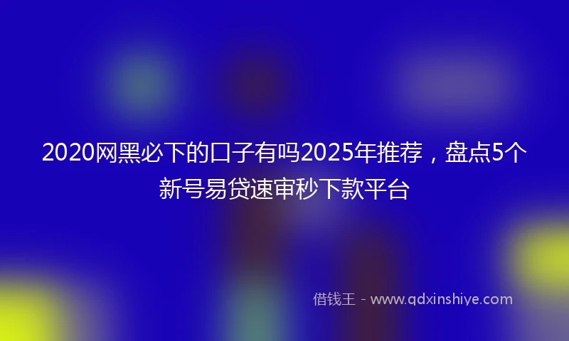 2020网黑必下的口子有吗2025年推荐，盘点5个新号易贷速审秒下款平台