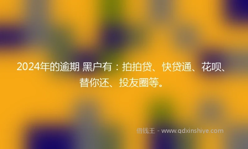 2024年的逾期 黑户有：拍拍贷、快贷通、花呗、替你还、投友圈等。