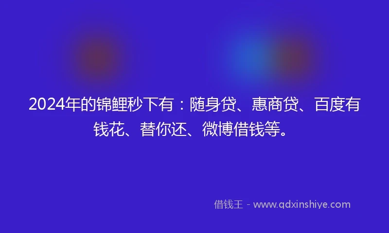 2024年的锦鲤秒下有：随身贷、惠商贷、百度有钱花、替你还、微博借钱等。