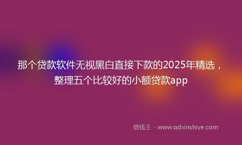 那个贷款软件无视黑白直接下款的2025年精选，整理五个比较好的小额贷款app