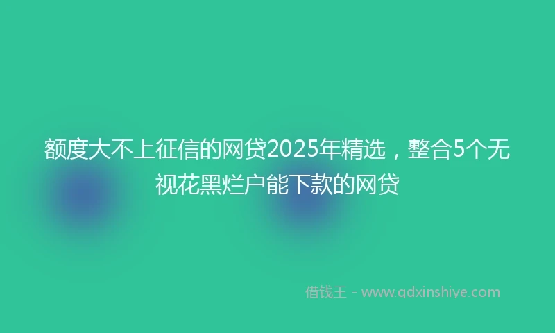 额度大不上征信的网贷2025年精选，整合5个无视花黑烂户能下款的网贷