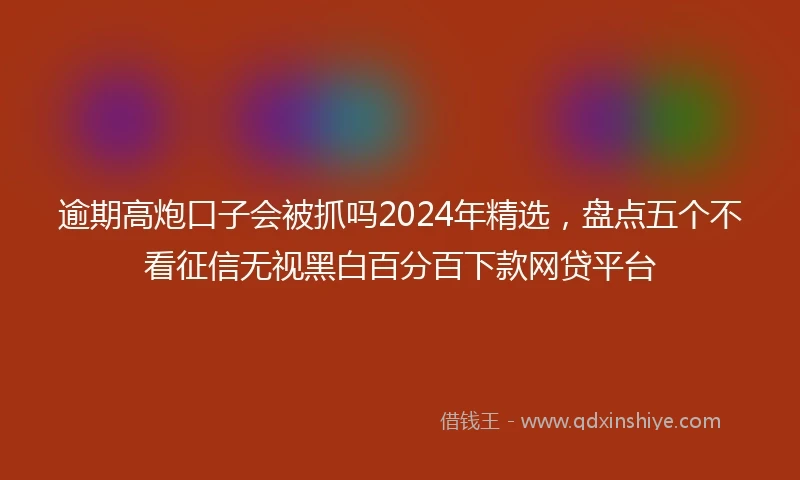 逾期高炮口子会被抓吗2024年精选，盘点五个不看征信无视黑白百分百下款网贷平台