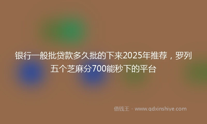 银行一般批贷款多久批的下来2025年推荐，罗列五个芝麻分700能秒下的平台