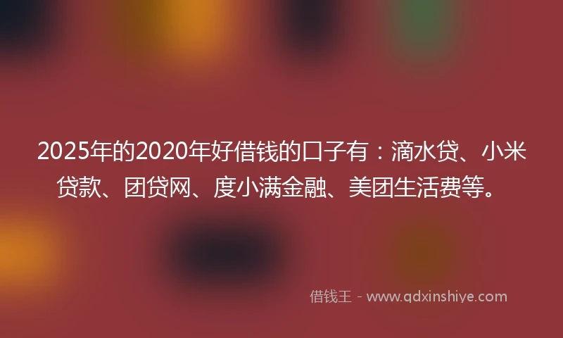 2025年的2020年好借钱的口子有：滴水贷、小米贷款、团贷网、度小满金融、美团生活费等。