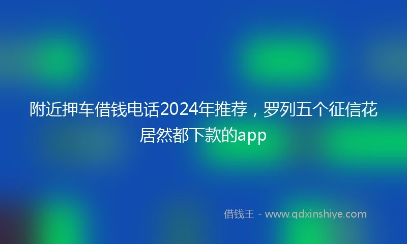 附近押车借钱电话2024年推荐，罗列五个征信花居然都下款的app
