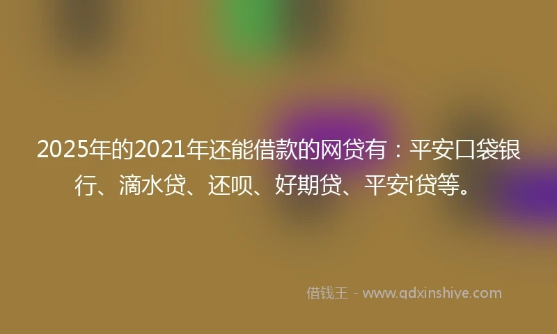 2025年的2021年还能借款的网贷有：平安口袋银行、滴水贷、还呗、好期贷、平安i贷等。