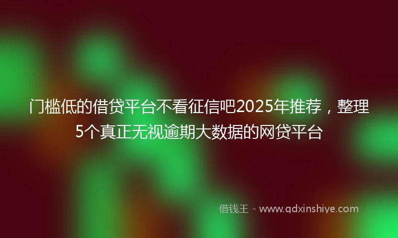 门槛低的借贷平台不看征信吧2025年推荐，整理5个真正无视逾期大数据的网贷平台