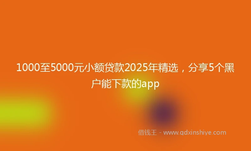 1000至5000元小额贷款2025年精选，分享5个黑户能下款的app