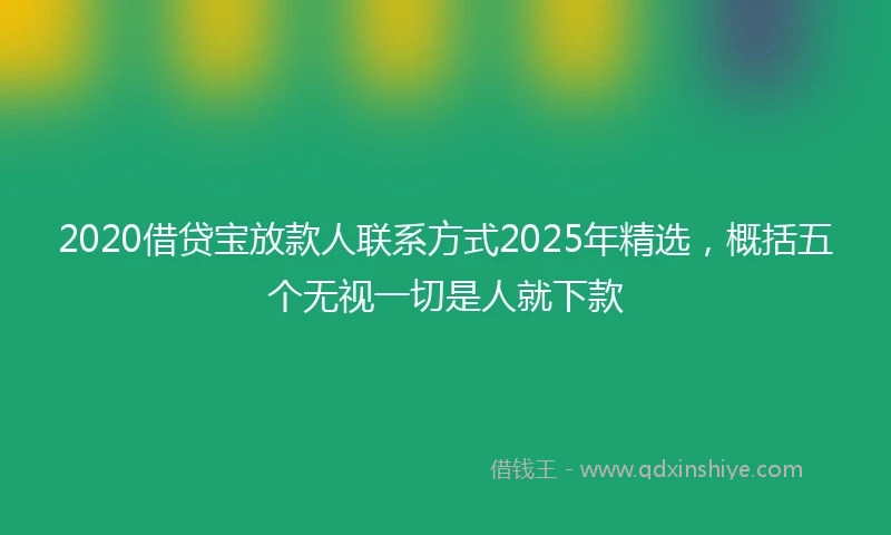 2020借贷宝放款人联系方式2025年精选，概括五个无视一切是人就下款