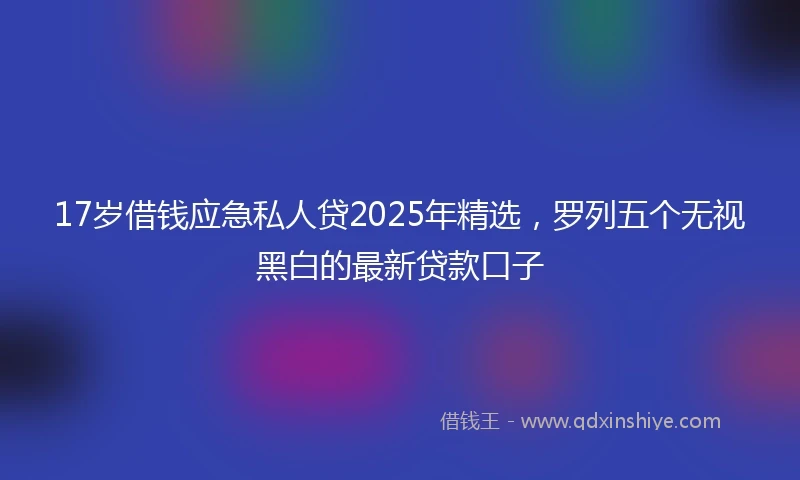 17岁借钱应急私人贷2025年精选，罗列五个无视黑白的最新贷款口子