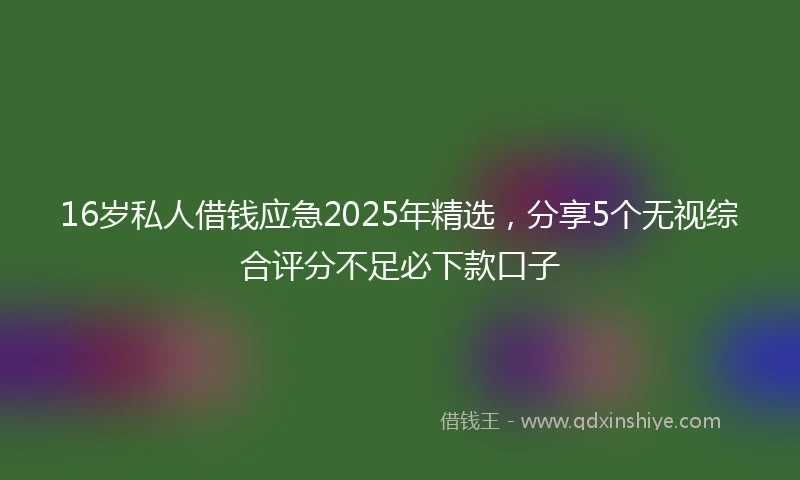 16岁私人借钱应急2025年精选，分享5个无视综合评分不足必下款口子