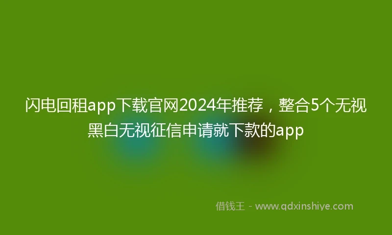 闪电回租app下载官网2024年推荐，整合5个无视黑白无视征信申请就下款的app