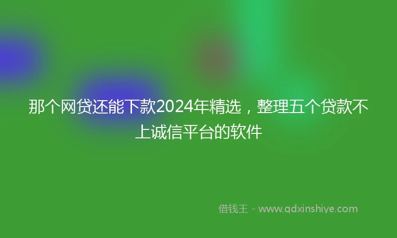 那个网贷还能下款2024年精选，整理五个贷款不上诚信平台的软件