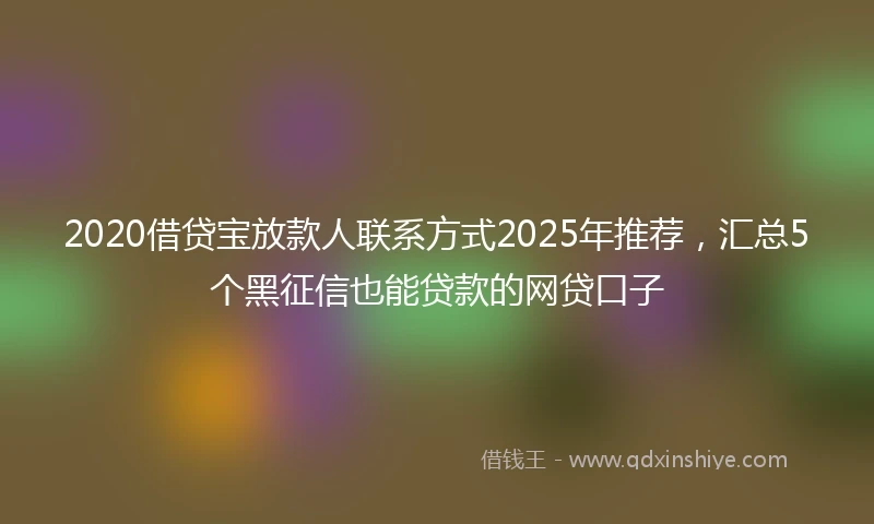 2020借贷宝放款人联系方式2025年推荐，汇总5个黑征信也能贷款的网贷口子