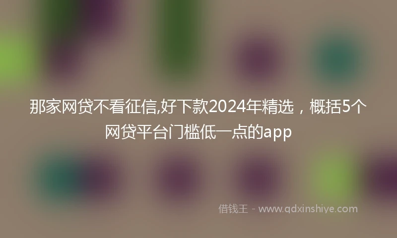 那家网贷不看征信,好下款2024年精选，概括5个网贷平台门槛低一点的app