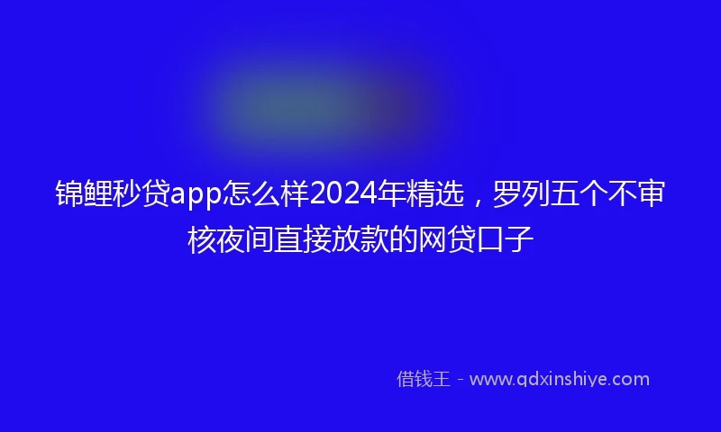 锦鲤秒贷app怎么样2024年精选，罗列五个不审核夜间直接放款的网贷口子