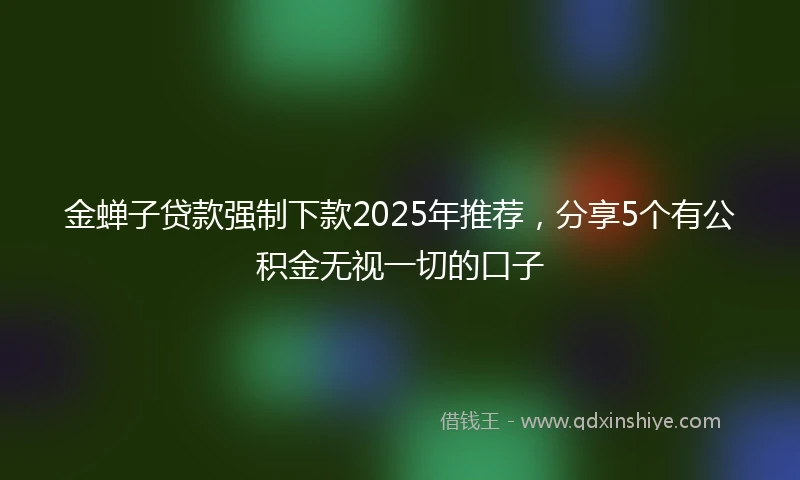 金蝉子贷款强制下款2025年推荐，分享5个有公积金无视一切的口子