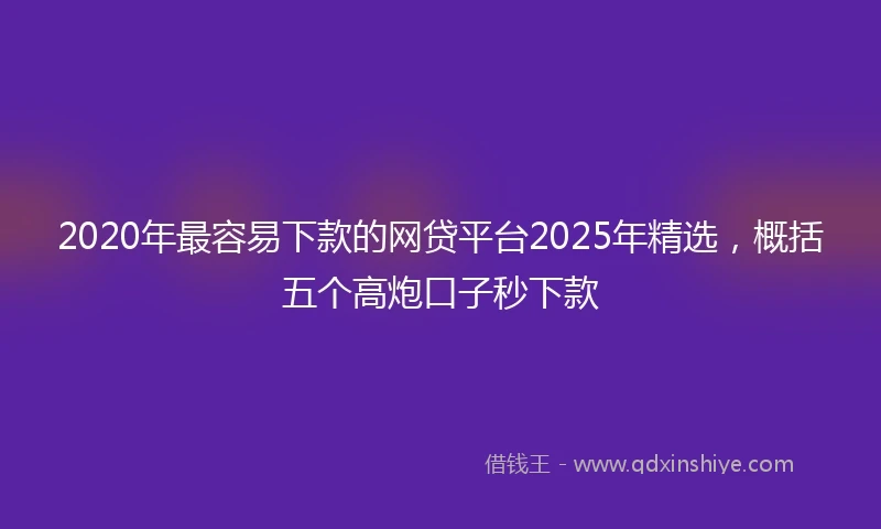 2020年最容易下款的网贷平台2025年精选，概括五个高炮口子秒下款