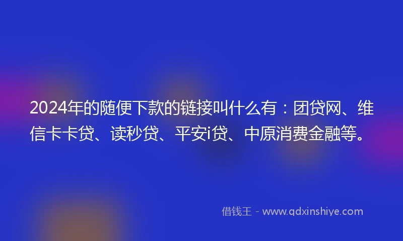 2024年的随便下款的链接叫什么有：团贷网、维信卡卡贷、读秒贷、平安i贷、中原消费金融等。