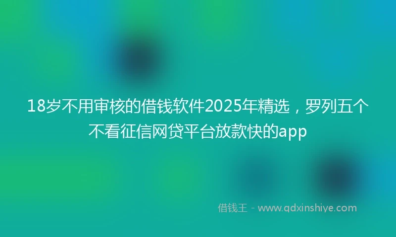 18岁不用审核的借钱软件2025年精选，罗列五个不看征信网贷平台放款快的app