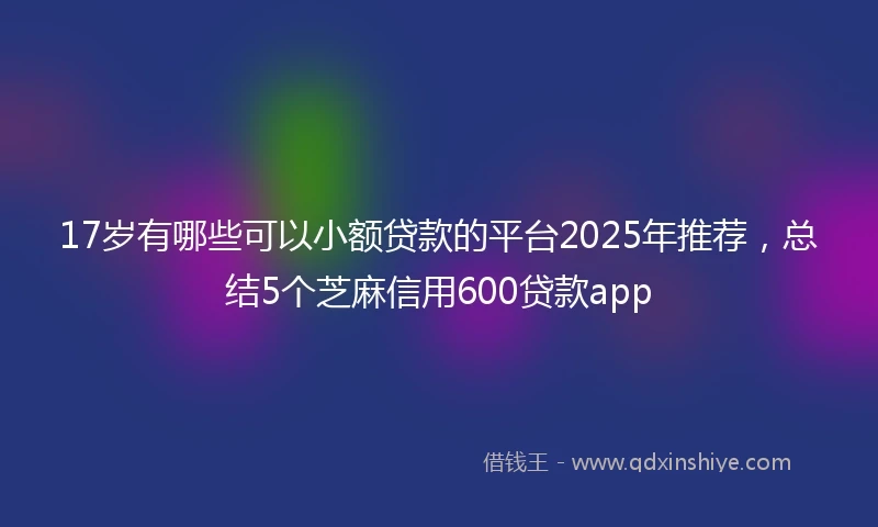 17岁有哪些可以小额贷款的平台2025年推荐，总结5个芝麻信用600贷款app