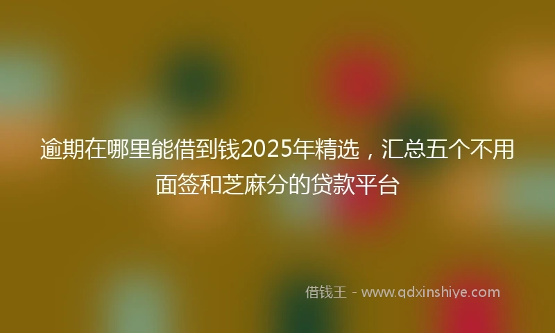 逾期在哪里能借到钱2025年精选，汇总五个不用面签和芝麻分的贷款平台