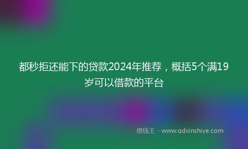 都秒拒还能下的贷款2024年推荐，概括5个满19岁可以借款的平台