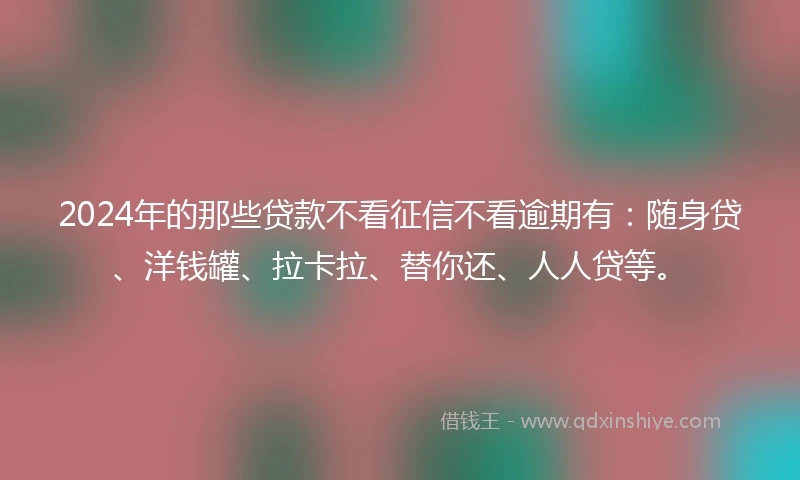 2024年的那些贷款不看征信不看逾期有：随身贷、洋钱罐、拉卡拉、替你还、人人贷等。