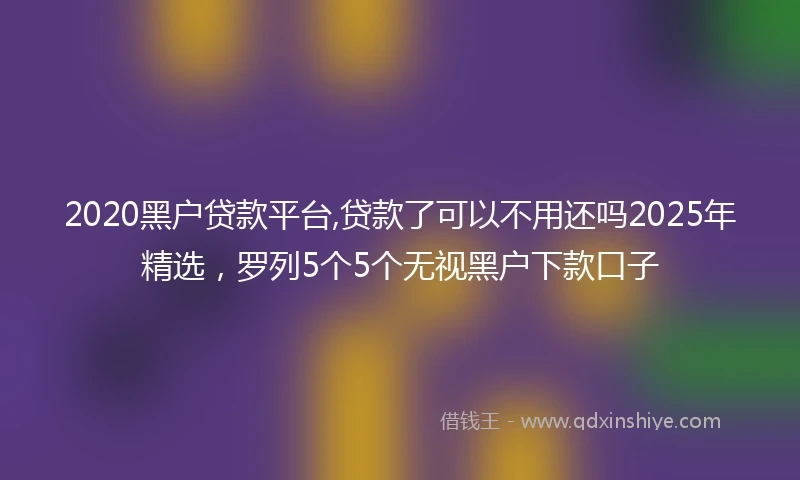 2020黑户贷款平台,贷款了可以不用还吗2025年精选，罗列5个5个无视黑户下款口子