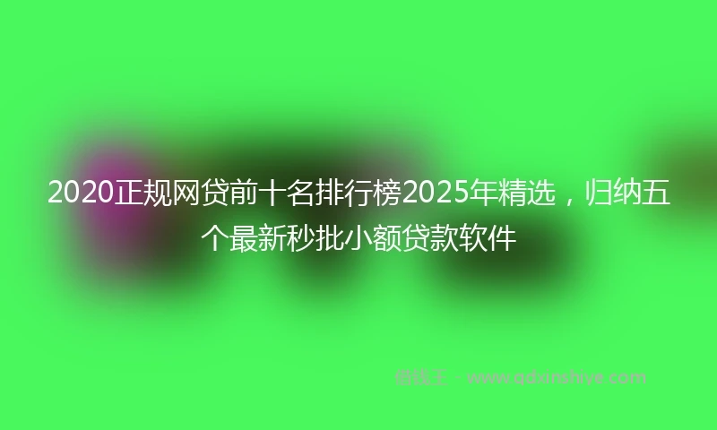 2020正规网贷前十名排行榜2025年精选，归纳五个最新秒批小额贷款软件