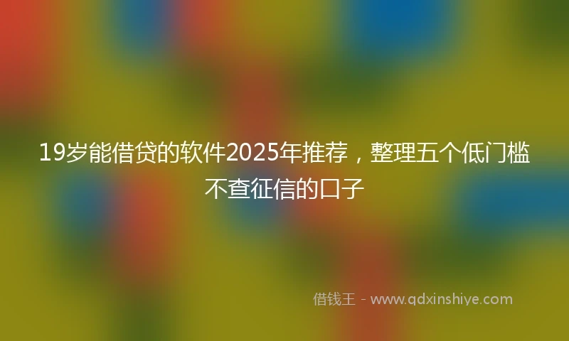 19岁能借贷的软件2025年推荐，整理五个低门槛不查征信的口子