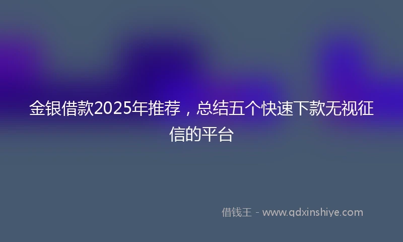 金银借款2025年推荐，总结五个快速下款无视征信的平台