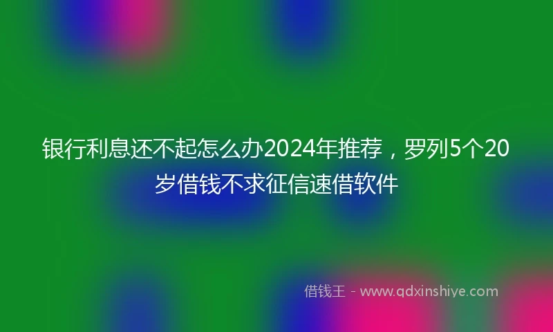 银行利息还不起怎么办2024年推荐，罗列5个20岁借钱不求征信速借软件