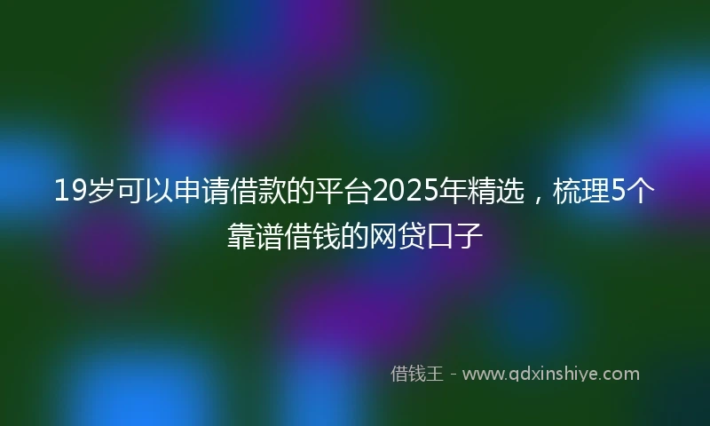 19岁可以申请借款的平台2025年精选，梳理5个靠谱借钱的网贷口子