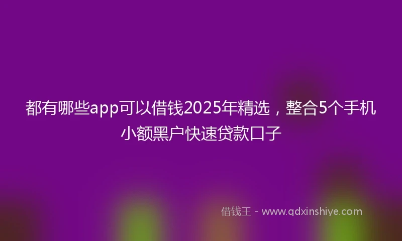 都有哪些app可以借钱2025年精选，整合5个手机小额黑户快速贷款口子