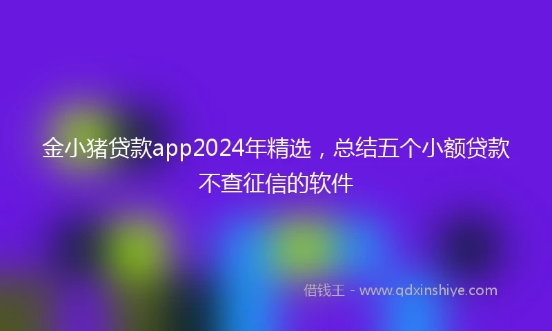 金小猪贷款app2024年精选，总结五个小额贷款不查征信的软件