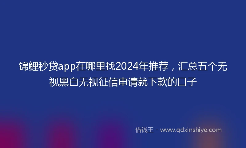 锦鲤秒贷app在哪里找2024年推荐，汇总五个无视黑白无视征信申请就下款的口子