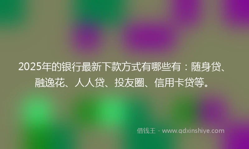 2025年的银行最新下款方式有哪些有：随身贷、融逸花、人人贷、投友圈、信用卡贷等。