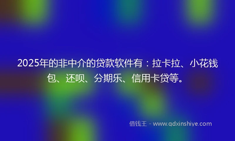 2025年的非中介的贷款软件有：拉卡拉、小花钱包、还呗、分期乐、信用卡贷等。
