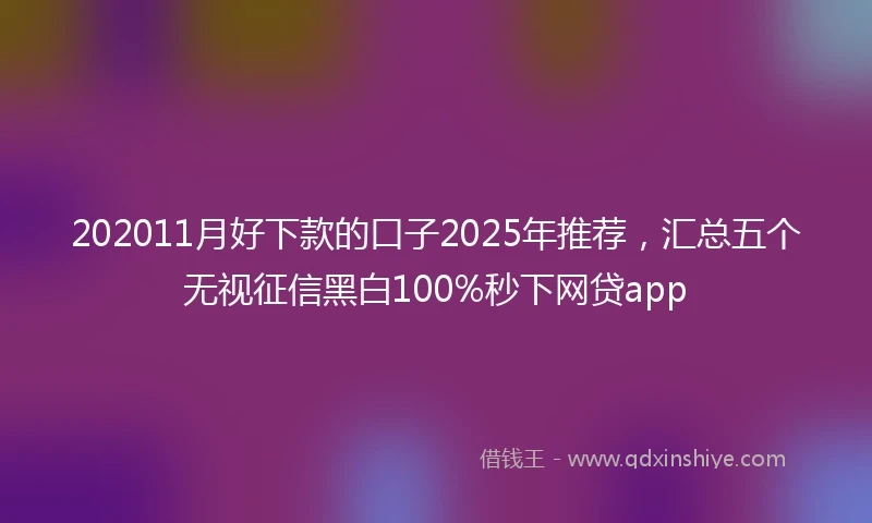202011月好下款的口子2025年推荐，汇总五个无视征信黑白100%秒下网贷app