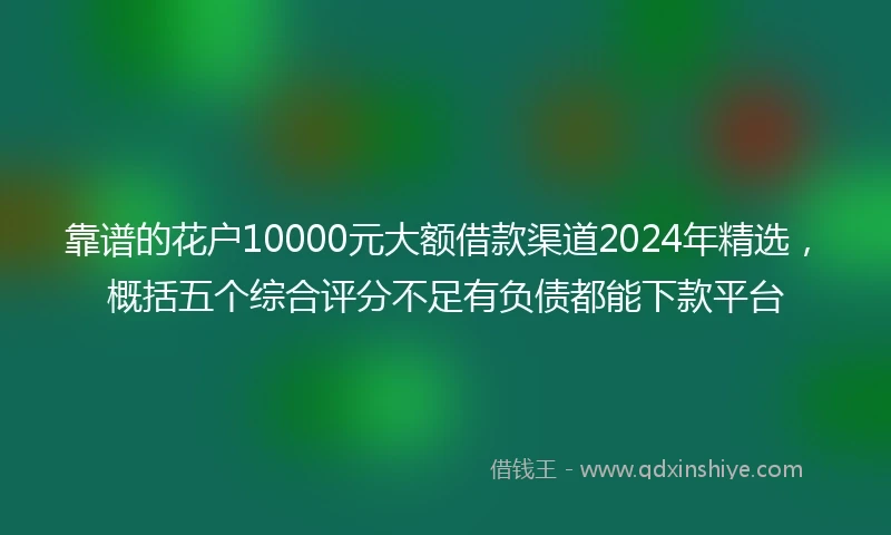 靠谱的花户10000元大额借款渠道2024年精选，概括五个综合评分不足有负债都能下款平台