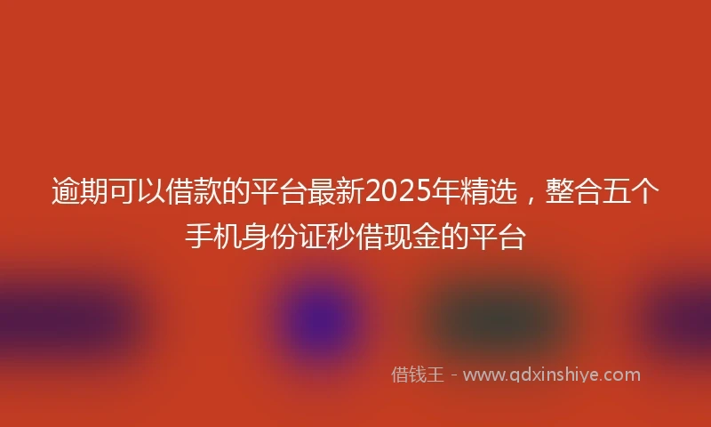 逾期可以借款的平台最新2025年精选，整合五个手机身份证秒借现金的平台