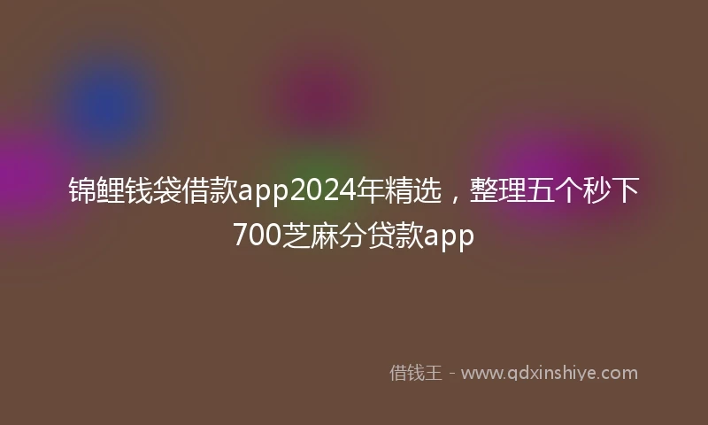锦鲤钱袋借款app2024年精选，整理五个秒下700芝麻分贷款app