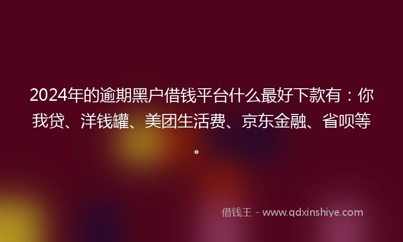 2024年的逾期黑户借钱平台什么最好下款有：你我贷、洋钱罐、美团生活费、京东金融、省呗等。