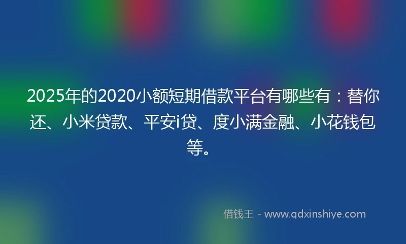 2025年的2020小额短期借款平台有哪些有：替你还、小米贷款、平安i贷、度小满金融、小花钱包等。
