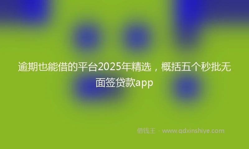 逾期也能借的平台2025年精选，概括五个秒批无面签贷款app