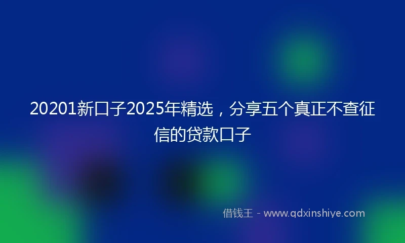 20201新口子2025年精选，分享五个真正不查征信的贷款口子