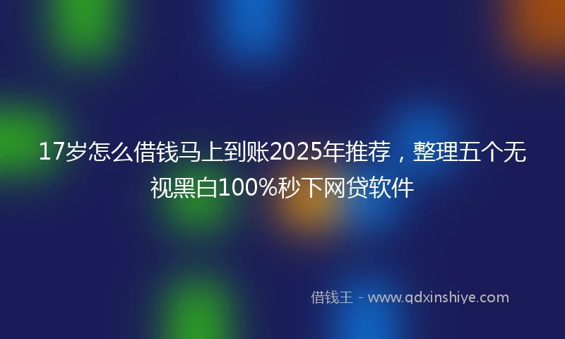 17岁怎么借钱马上到账2025年推荐，整理五个无视黑白100%秒下网贷软件