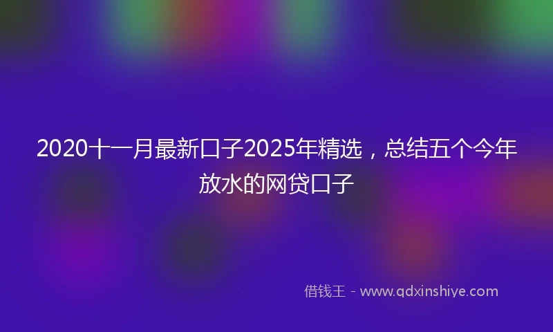 2020十一月最新口子2025年精选，总结五个今年放水的网贷口子